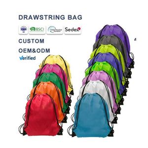 Sac à cordon en polyester personnalisé avec logo, sac de sport, sac de gym, sac de shopping avec logos - Product Image 3