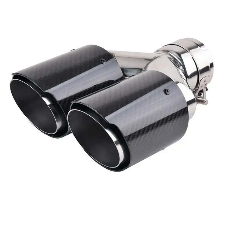 Matte Carbon Fiber Double Exhaust Tip Muffler Pipe Exhaust Pipe Muffler Matt Exhaust Tip