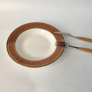 Élégant bol d'assiette en céramique à clé grecque plaqué or rétro pour banquet <span class=keywords><strong>chinois</strong></span> affichage à la maison - Product Image 3