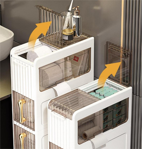 4-Tier 18.5cm Length Bathroom Vertical <b>Slim</b> Storage <b>Cabinet</b> Narrow Plastic Drawer <b>Cabinet</b> with Wheels - Product Image 3