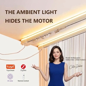 Riel Eléctrico Inteligente para Ventanas con Diseño Moderno de Plástico y Aluminio, Operación Segura, Motor Inteligente y Tira de LED - Product Image 1