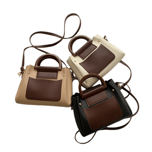 Sac à main rétro tendance de couleur contrastée, grande capacité, seau en cuir PU, couture de couleur, vente en gros - Product Image 4