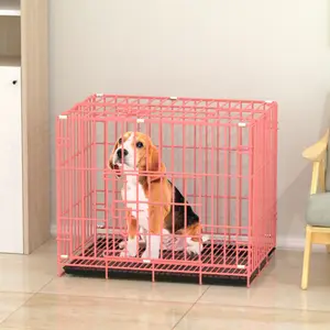 Wholesale Folding Pet Dog Crates Dog Cages Metal Kennels With 2 Doors Chew Resistant Plastic Base Tray And Carrier Handle