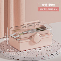 Boîte de rangement empilable à trois niveaux en plastique PP avec poignée de transport, style moderne et minimaliste, pour l'organisation de la coiffeuse, directement de l'usine