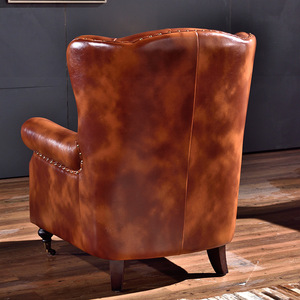 Sillón Chesterfield Clásico HJ HOME para <span class=keywords><strong>Sala</strong></span> de Estar, Muebles de Bar, Cuero Encerado Antiguo, Estilo Americano Retro para Cafetería y Hotel - Product Image 3
