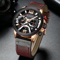 Jam Tangan Quartz Chronograph Pria Curren 8329 Pemasok Tali Kulit Tahan Air Bercahaya Kalender Grosir OEM ODM Jam Tangan Sport