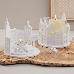 Molde de silicona DM1179 para candelabro de iglesia, molde redondo hueco para velas de té, moldes para cemento, yeso y resina artística - Product Image 1