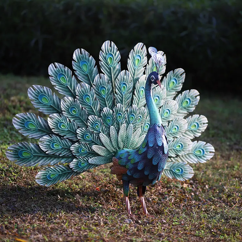 Kim loại Peacock tượng vườn nguồn cung cấp trang trí thanh lịch động vật trang trí cho không gian ngoài trời