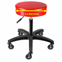 Nouvelle Arrivée Tabouret Pivotant à Roulettes Réglable avec Siège Rembourré en Mousse PU, Base en MDF et 5 Roulettes à Glisse Lisse pour Cosmétologie