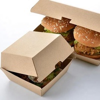 Boîte à hamburgers en carton jetable de qualité alimentaire, emballage en carton ondulé