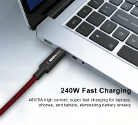 Kabel Data Pengisian Cepat Transmisi Video 240W 40Gbps USB4 8K 60Hz Tipe-C USB-C ke Tipe C Kompatibel dengan Thunderbolt 5/4