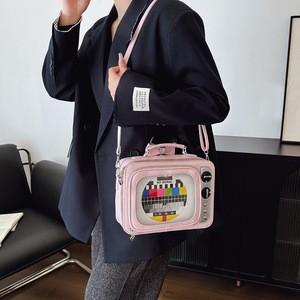 Custom Retro TV Ita Bag <b>Clear</b> PVC Window Crossbody Shoulder Purse Vintage Y2K Anime Badge Pins <b>Handbag</b> - Product Image 4