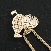 Pendentif Coq en Laiton Plaqué Or 14K, Bijou Animal Émaillé Hip Hop, Breloque en Zircon Cubique pour Hommes et Femmes, Accessoire de Mode
