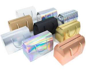 Caja de pastel personalizada con logotipo personalizado de lujo, caja de macarrones, cajas de papel de regalo de cartón holográfico con asa - Product Image 2