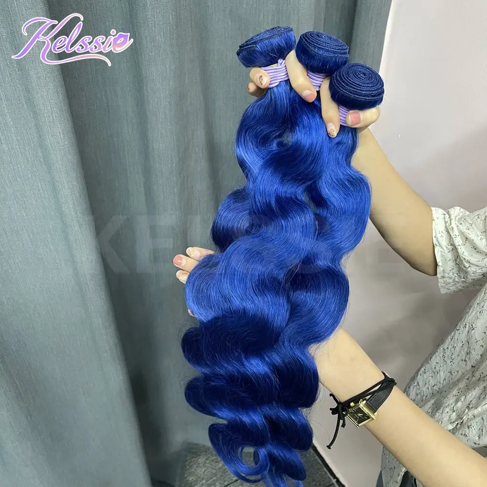 Blue Lace Front Echthaar farbige Perücken, rohes Haar vor gezupft und gebleichte Knoten Hd Lace Frontal Perücken, Drops hip Perücken Online-Shop