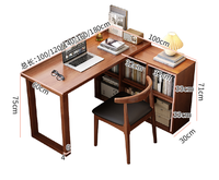 Bureau en bois massif en forme de L avec étagère latérale, bureau d'ordinateur d'angle, table d'étude pour la maison, vente en gros pour chambre et appartement