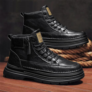 Vente en gros usine – Nouvelles bottes décontractées pour hommes, style Martin, à lacets, hauteur cheville, en jean, semelle extérieure en caoutchouc antidérapante - Product Image 4