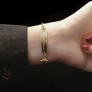 Afxsion Горячая 18K золотые ювелирные изделия французский браслет на заказ со словом рисунком именем логотипом кулон браслет-цепочка из нержавеющей стали, браслет для женщин и девочек