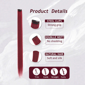 Miss <b>Hair</b> Extensions 60cm Straight Dyed Red <b>Clip</b> In Natural Look High Temperature Wire Five Piece Pack - Product Image 1