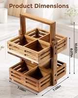 Acacia Houten Thee Zakjes Organizer 360° Draaibaar Drie-Laags Opbergrek 8 Vakken Biedt Plaats aan 80+ Thee Zakjes Keuken Aanrecht Thee