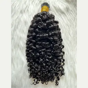 Aplique de cabelo brasileiro, 100% remy 12a grau humano natural preto fa encaracolado extensão de cabelo humano para mulheres negras