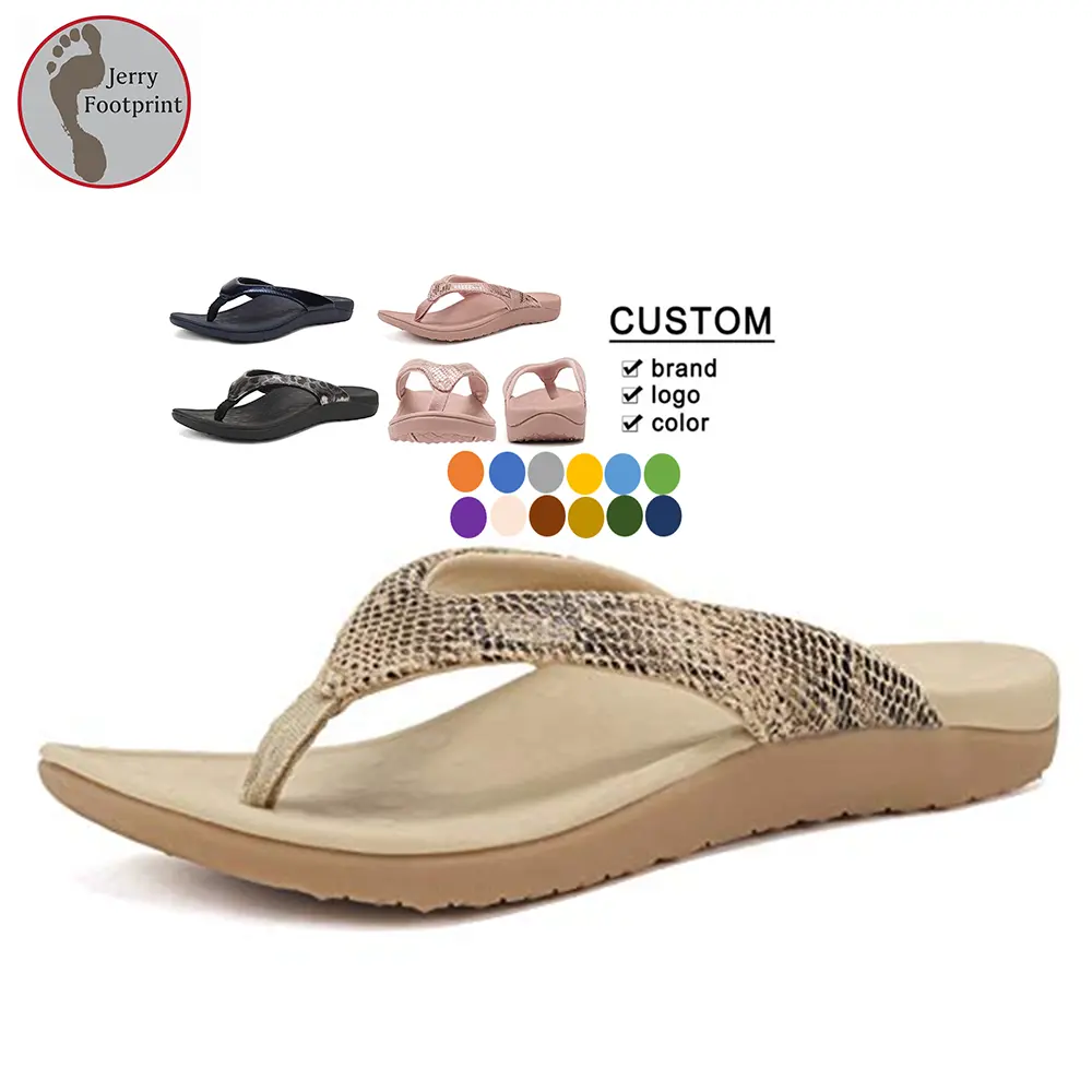 CUSTOM Private Logo Label Foot Medial Metatarso High Arch Support Orthotics Glitter Tangas Zapatillas Chanclas Mujeres