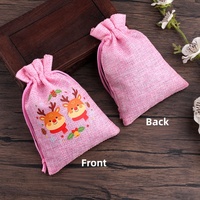 Sac à cordon en polyester à motif imprimé dessin animé, sacs de rangement réutilisables pour cadeaux, sacs vides pour emballage de bonbons et snacks, vente en gros, faible MOQ