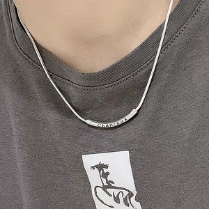 Collar de plata de ley S925 con cadena de hueso de serpiente curvada para mujer, estilo coreano minimalista, uso diario - Product Image 1