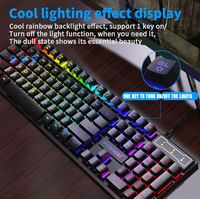 Clavier mécanique filaire personnalisé, interrupteurs noirs, 104 touches, clavier de jeu RGB pour ordinateur de bureau, en stock