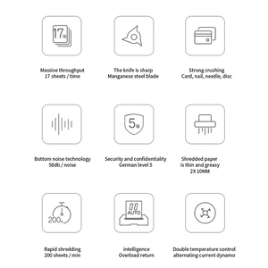 Déchiqueteuse de papier 9520 pour papier 17 feuilles, CD, broche, clou, carte PVC - Product Image 3