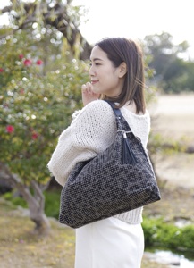 Sac fourre-tout en toile pour femme, orné de strass, motif à pois, avec poignées en cuir PU, grande capacité - Product Image 5