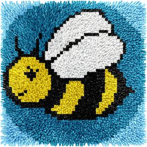 Custom Cartoon Animal Bee Diy Latch Hook Kits for Adults Beginners, 30cm Small Latch Hook Rug Kit with Precur Yarns Tools