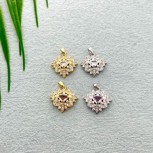 Collier pendentif tendance en forme de fleur, en alliage de zinc, serti pavé, ensemble de bijoux décontractés - Product Image 1