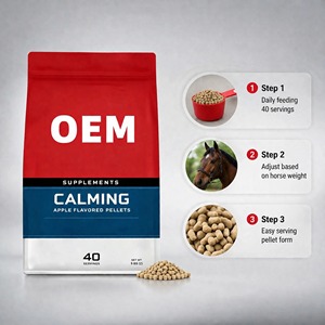 OEM Calming Support Pellets <span class=keywords><strong>Magnesium</strong></span> Thiamine L-Tryptophan Supplément calmant pour chevaux, soutien du confort musculaire, saveur pomme - Product Image 5