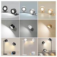 Applique Murale Rotative Blanche à Lumière Chaude Tactile et Intensité Réglable, Portable, Rechargeable, Magnétique, pour Lecture et Décoration