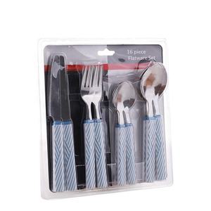 Ensemble de couverts personnalisé avec poignée colorée, motif à carreaux bleu vichy, <span class=keywords><strong>inox</strong></span>, couvert de <span class=keywords><strong>table</strong></span>, 25 pièces - Product Image 6