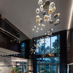 LED phòng trưng bày Hiện Đại Đèn trường biệt thự Duplex tòa nhà phòng khách Đèn chùm tùy chỉnh kính hậu hiện đại khách sạn Trung tâm mua sắm nghệ thuật - Product Image 5
