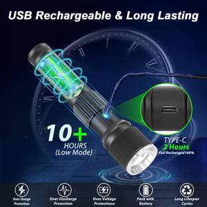 Linternas LED Recargables de Alta Potencia 30W al por Mayor, Linterna Táctica USB Tipo-C de 1000M de Alcance - Product Image 4