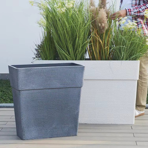 Jardinières rectangulaires en plastique léger, grandes, <span class=keywords><strong>pour</strong></span> l'extérieur, en résine écologique, durables, de haute qualité, pots à fleurs - Product Image 2