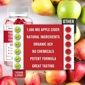 Elementos esenciales Gomitas de vinagre de sidra de manzana con ACV vegano con ácido fólico y suplemento de vitamina B6 y <span class=keywords><strong>B12</strong></span> - Product Image 3