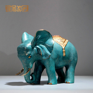 Ruyi Auspicious <b>Elephant</b> Brass Ornament 28cm Feng Shui Desk Decor Office Living Room Entrance Decoration - Product Image 5