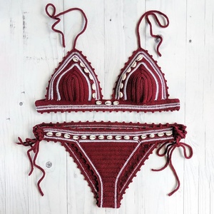 Ensemble de bikini en crochet fait main personnalisé, motif floral, maillot de bain tricoté sexy, ensemble 2 pièces, maillot de bain pour femmes, vêtements de plage - Product Image 1