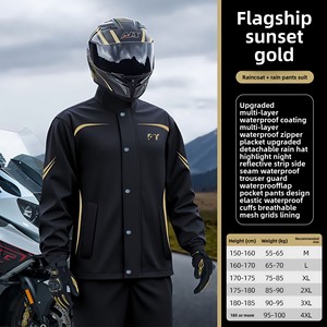 Impermeabile <span class=keywords><strong>da</strong></span> <span class=keywords><strong>Moto</strong></span> Integrale alla Moda per Uomo, Traspirante e Riflettente, con Pantaloni, Abbigliamento Antipioggia per Motociclisti - Product Image 3