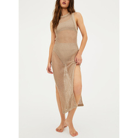 2026 Hot Sale Boho Dames 3-delige Bikiniset met Halter Crochet Maxi Jurk met Zijsplit