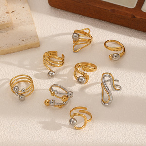 Geometric Irregular Line Stainless Steel <b>Ring</b> For Women Fashionable Hollow <b>Titanium</b> Steel Jewelry Daily Wear - Product Image 1