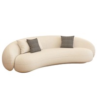 Canapé une place en tissu PU style crème, ensemble de meubles pour salon de beauté, réception, petit appartement, salon moderne, design incurvé