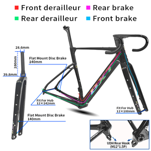 BXT Gravel-055 Kit cadre de vélo de gravier en fibre de carbone T1000 neuf, compatible frein à disque, patte UDH, 700x50C, boîtier de pédalier T47, vélo de route Endurance - Product Image 4