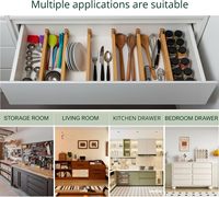 Lot de 6 séparateurs de tiroirs en bambou OEM, extensibles de 17 à 22 pouces, séparateurs en bois pour ustensiles de cuisine, vêtements, salle de bain, bureau