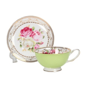 Juegos de té de porcelana china de hueso Juego de tetera y taza Porcelana con borde dorado con tetera Juegos de tazas de té de flores de cerámica - Product Image 1