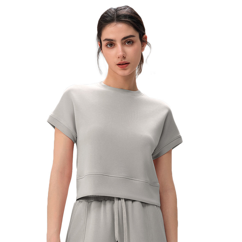 Spring Summer New Casual Sports T-shirt Women's Crew Neck Short Sleeve Loose Breathable Spandex/Polyester Solid Fitness Yoga Top